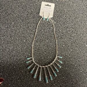 Silver and Turquoise Necklace Set, Silver and Brown, Silver and Black